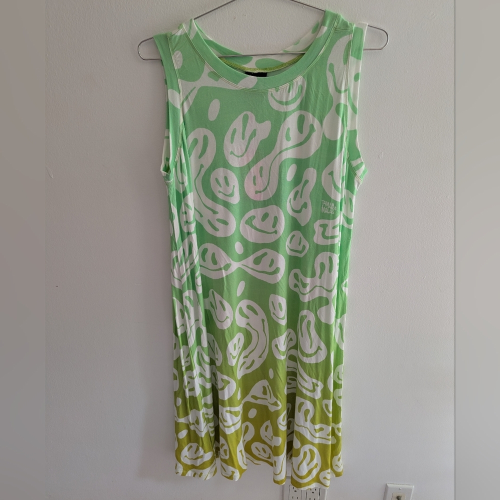 Lime and White Patterned Midi Dress